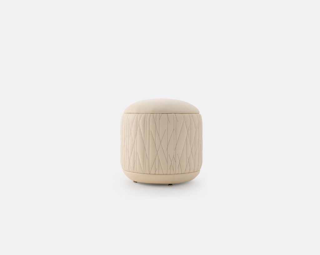 Roma pouf white with embroidery